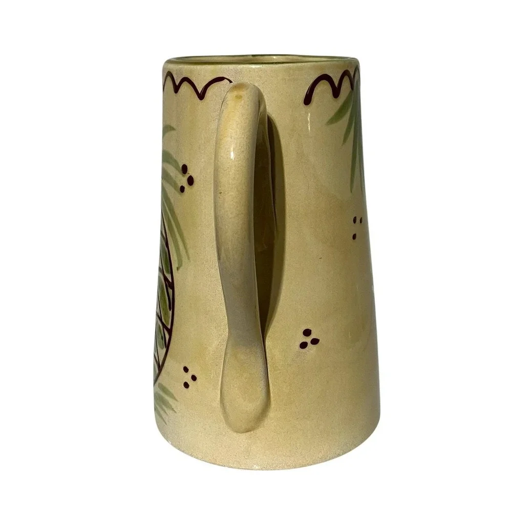 Hand Painted Italy Pineapple Ceramic Mug Tall Coffee Cup Tropical Green 8